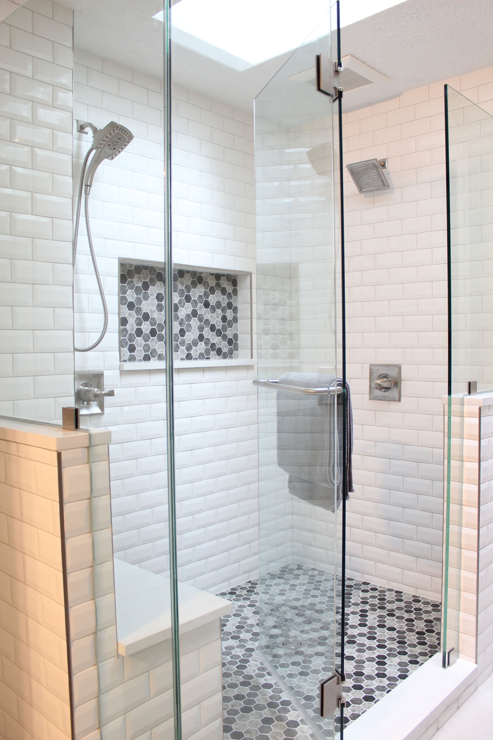 Hudson Bathroom and Closet -- Beautiful customized tile shower with subway wall